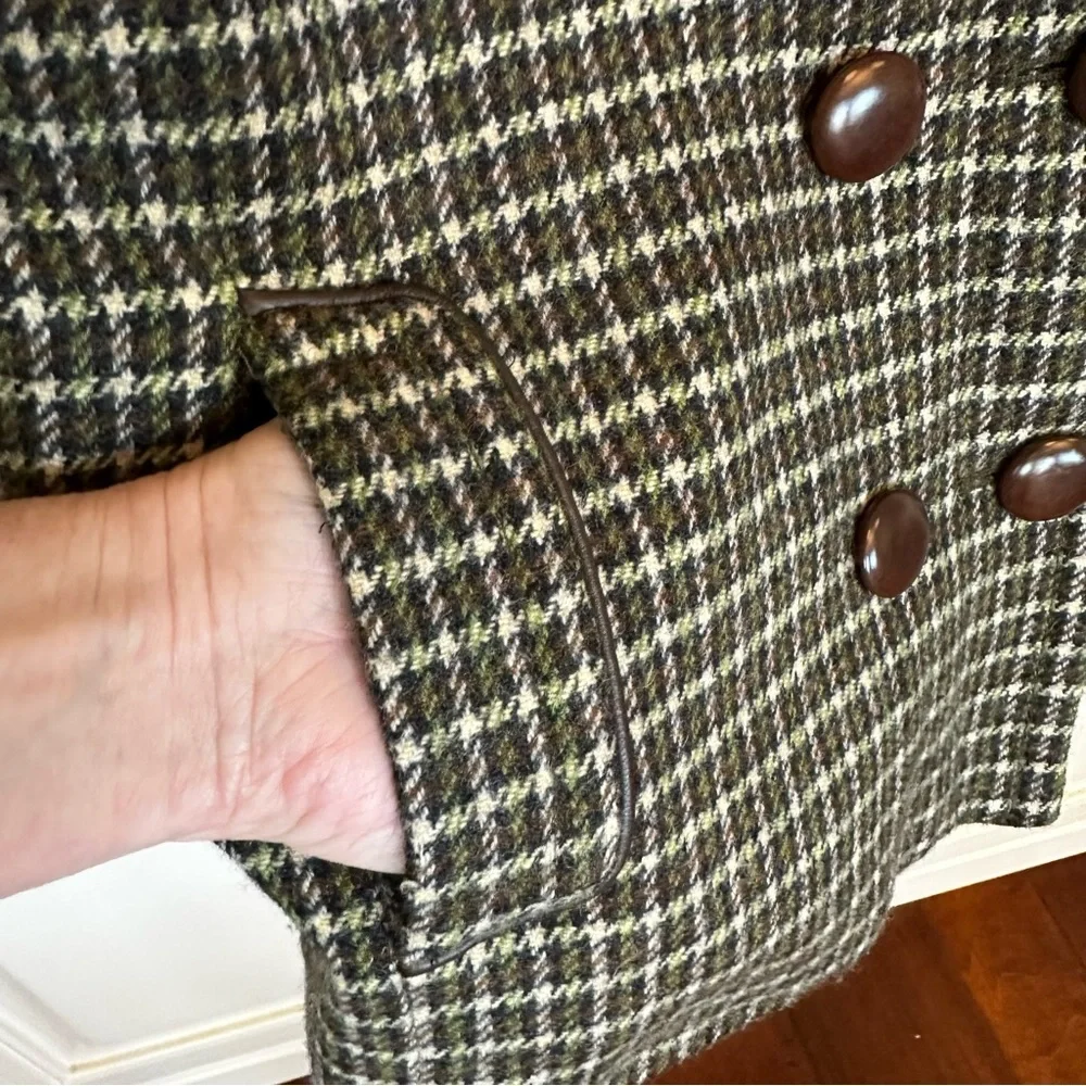 J.Crew Women’s Plaid Wool Cropped Green Blazer Lined Jacket Office Business Wear